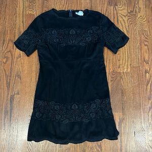 Bar iii black faux suede embroidered dress size small